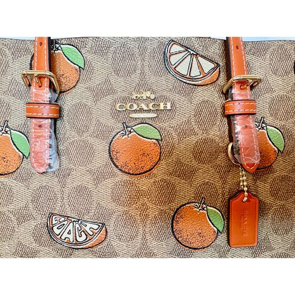 Coach Mollie Satchel Signature Canvas Orange Print Tan Multi NWT Crossbody - Picture 8 of 15